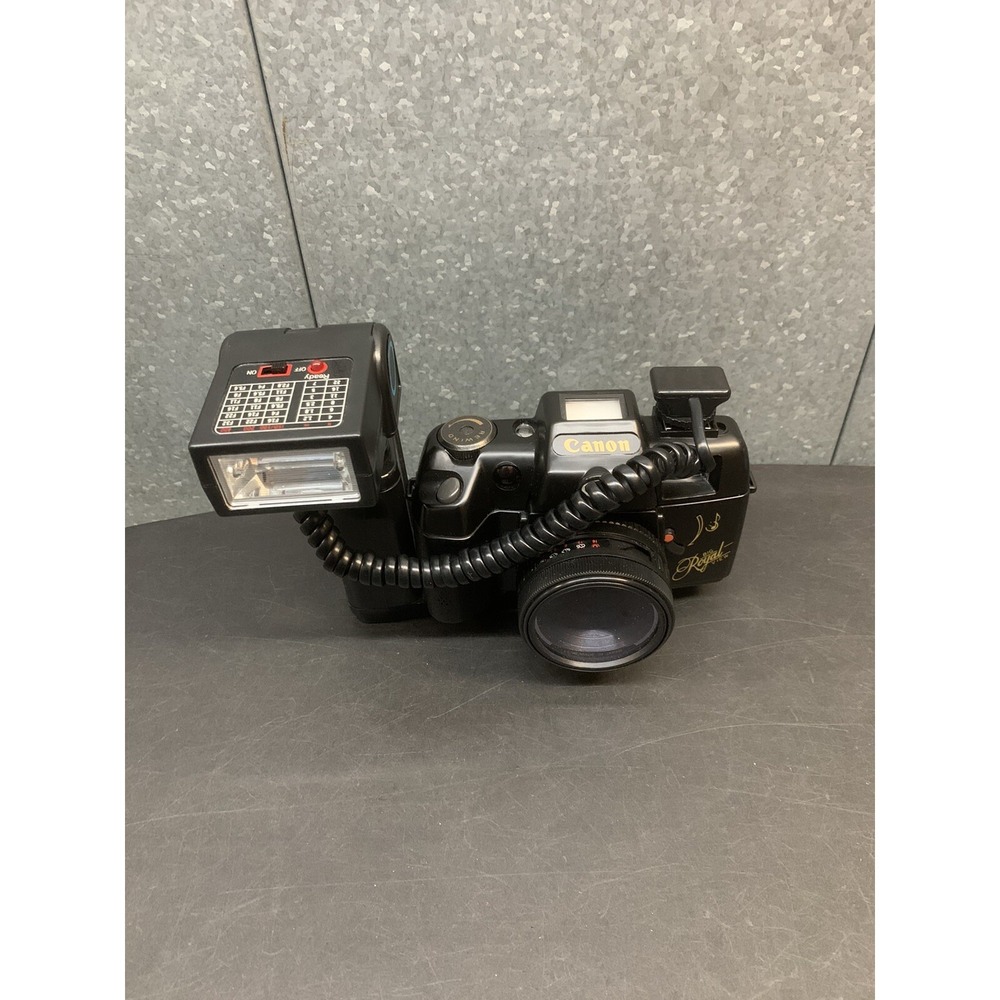 Vintage Canon Big Royal View 35mm Film Camera & Flash - Not Tested